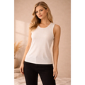 Women’s Ribbed Tank Top – Soft Stretch Sleeveless Basic Top (White) - Tops