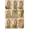 Women’s Sage Green V-Neck Midi Dress – Long Sleeve Elegant Flowy Dress - Dresses