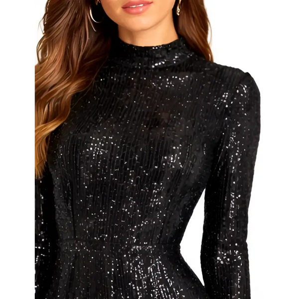 Women’s Sequin Backless Romper – Long Sleeve Party Jumpsuit - Jumpsuits & Rompers