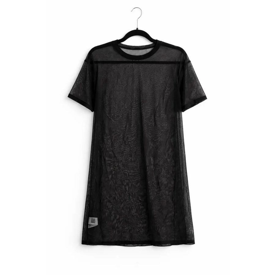 Women’s Sheer Black Mesh Cover-Up Dress – Lightweight Short Sleeve Beach Dress - Women’s Cover-Up Dress