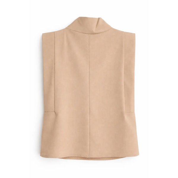 Women’s Sleeveless Zip Neck Top – Chic Minimalist Blouse - Top / Blouse