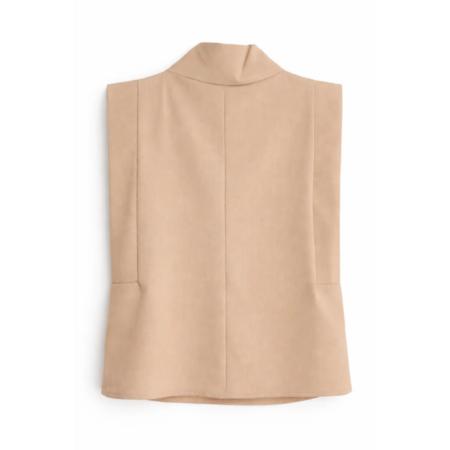 Women’s Sleeveless Zip Neck Top – Chic Minimalist Blouse - Top / Blouse