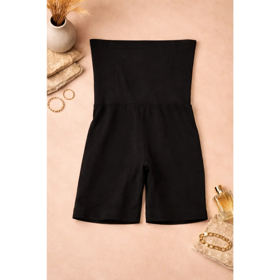 Women’s Strapless Shapewear Romper – Tummy Control Seamless Body Shaper Shorts (Black) - Shapewear