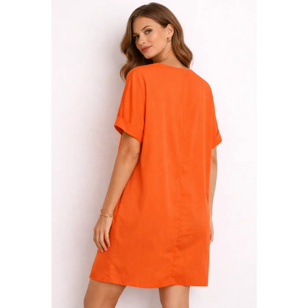 Women’s V-Neck Shift Dress – Casual Short Sleeve Mini Dress - Dresses