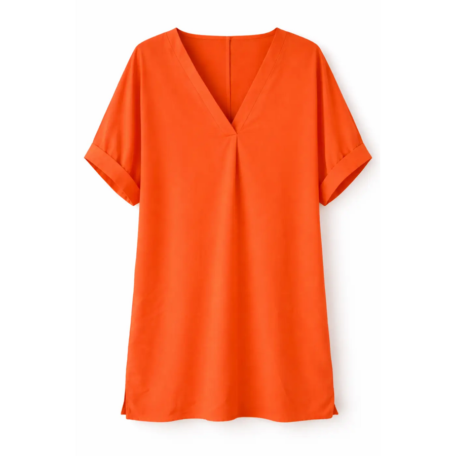 Women’s V-Neck Shift Dress – Casual Short Sleeve Mini Dress - Dresses