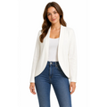 Women’s White Open Front Blazer – Tailored Minimalist Lightweight Jacket