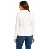 Women’s White Open Front Blazer – Tailored Minimalist Lightweight Jacket