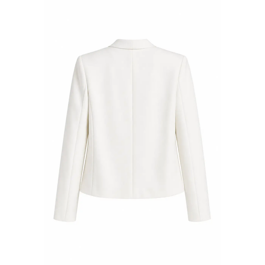 Women’s White Open Front Blazer – Tailored Minimalist Lightweight Jacket