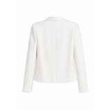 Women’s White Open Front Blazer – Tailored Minimalist Lightweight Jacket