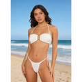 Women’s White Textured Tie-Side Bikini Set
