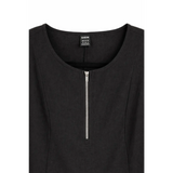 Zip Front Pocket Detail Mini Dress – Black - Mini Dress